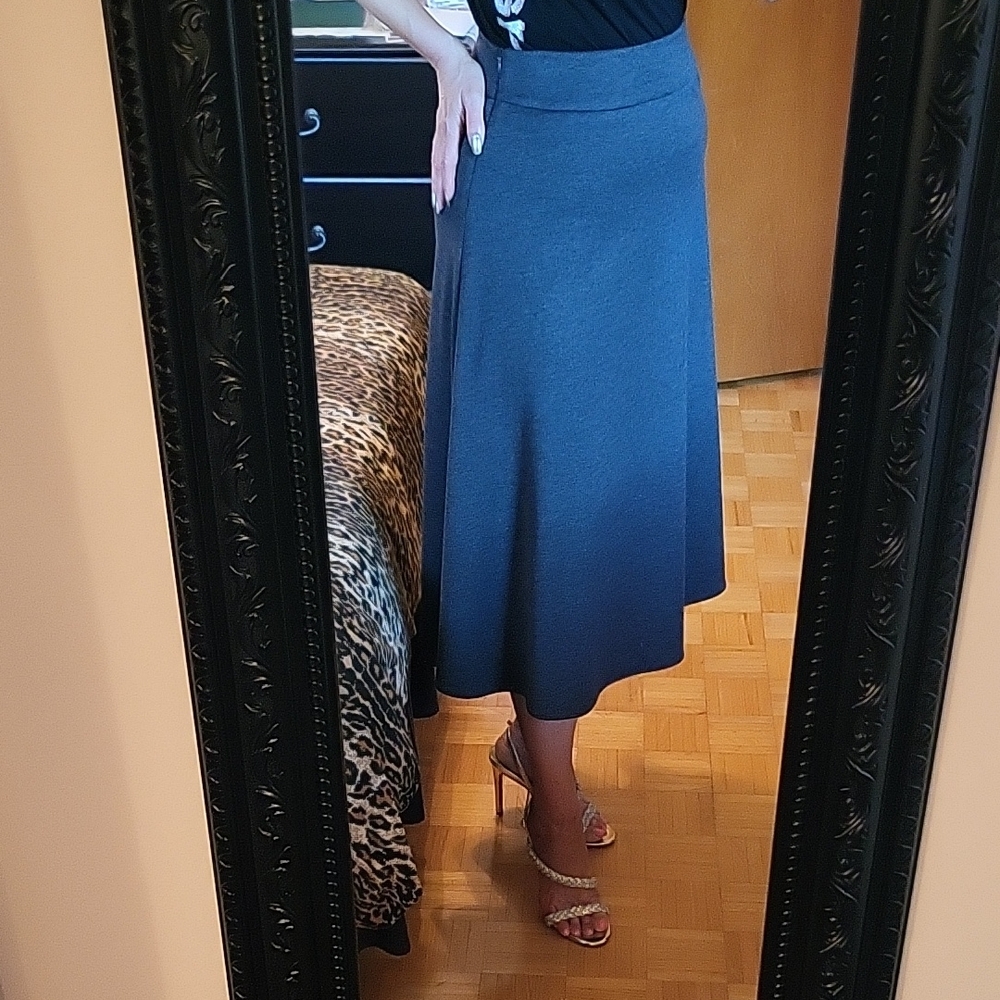 212 Collection Gray A-line Midi Skirt for Work or Casual, Stretch, 6